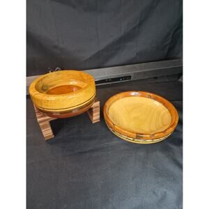 2 HandCrafted Beetle Kill Pine Wood , Teredo White Ash BL Walnut Bowls